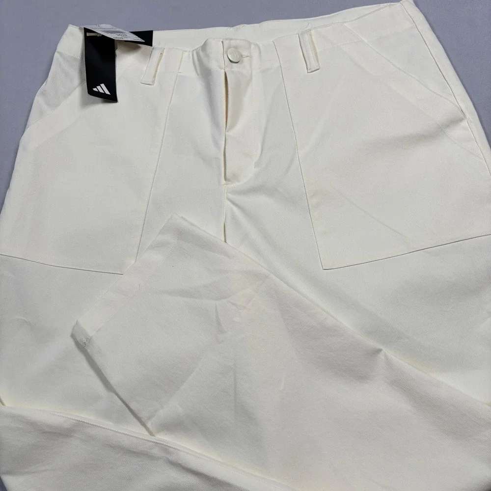 Adidas Go-To Prog‎ Pant Mens 36x32 Ivory Loose Fit Straight Leg Golf IQ2966 NWT
